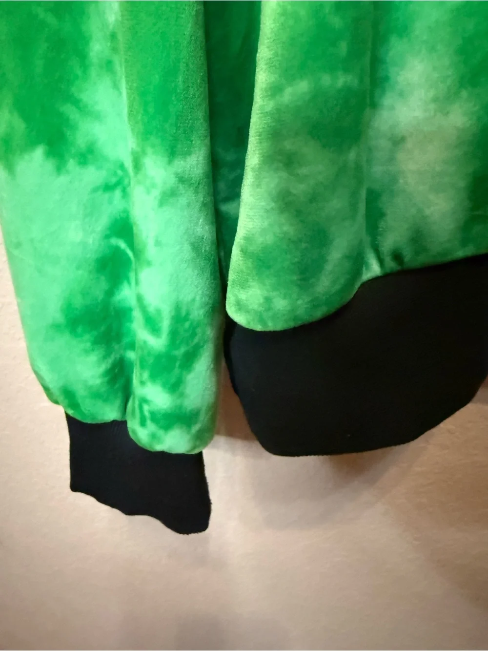 Justice Velour Tie-Dye 'Wicked' Hooded Sweatshirt in Green, Pink & Black